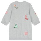Girls Grey Logo Sweatshirt Dress, 1, hi-res