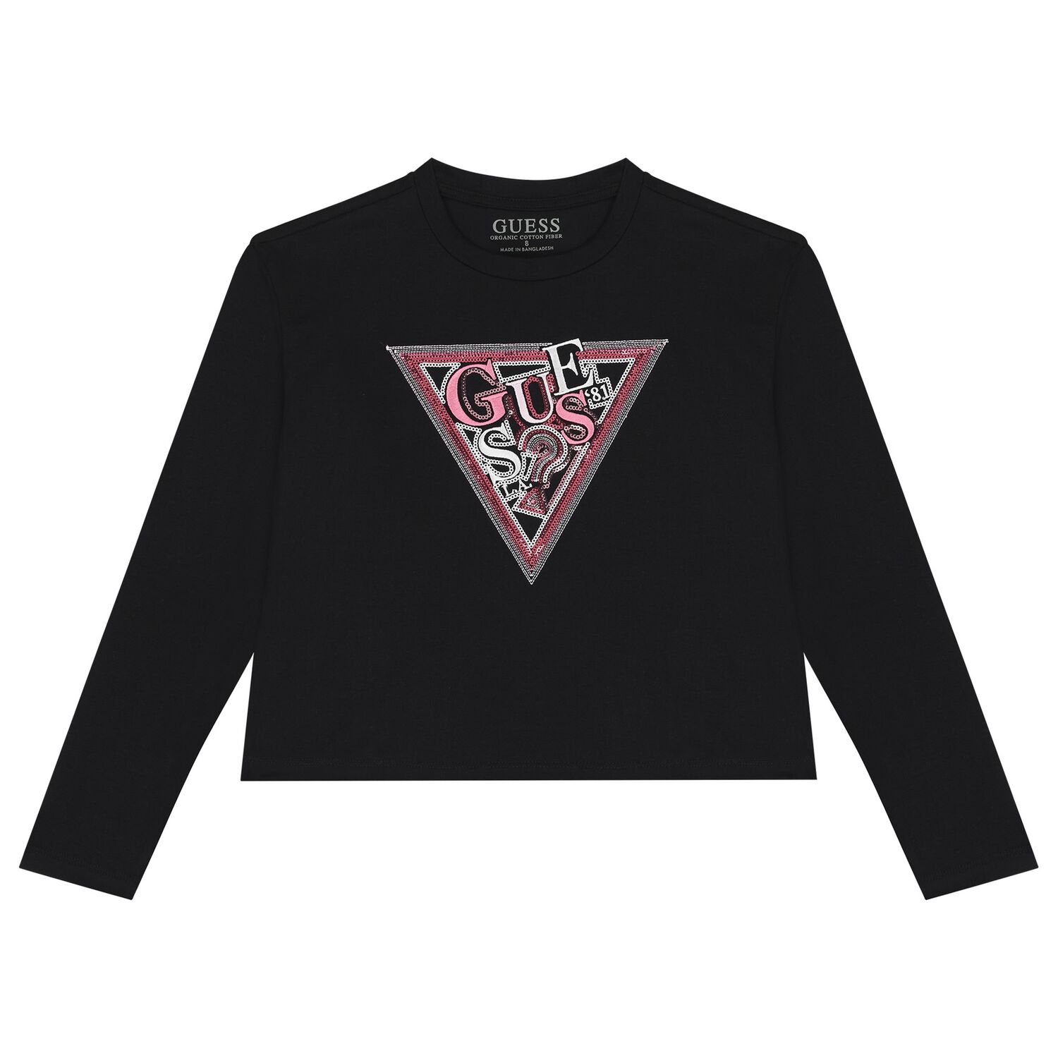Girls Black Logo Long Sleeve Top, 2, hi-res image number null