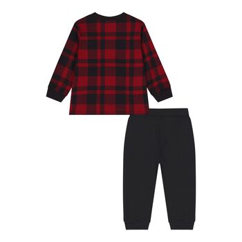 Baby Boys Red & Black Tartan Tracksuit, 1 Baby Boys Red & Black Tartan Tracksuit