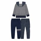 Boys Navy & Grey 3-Piece Tracksuit, 3, hi-res