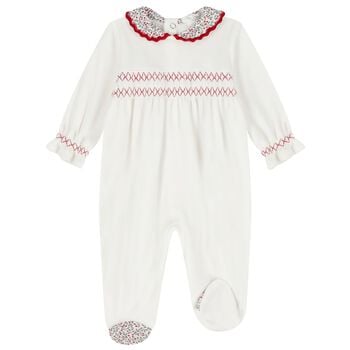Baby Girls Ivory Smocked Babygrow