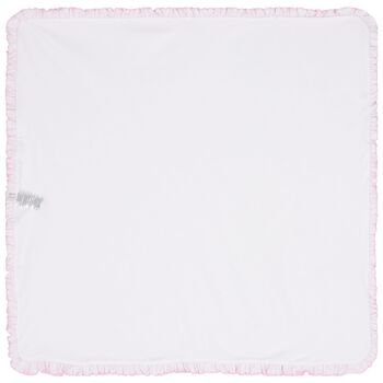 Baby Girls White & Pink Old English Roses Blanket
