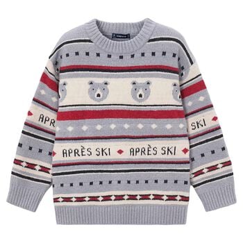 Boys Grey Polar Bear Jacquard Knitted Jumper