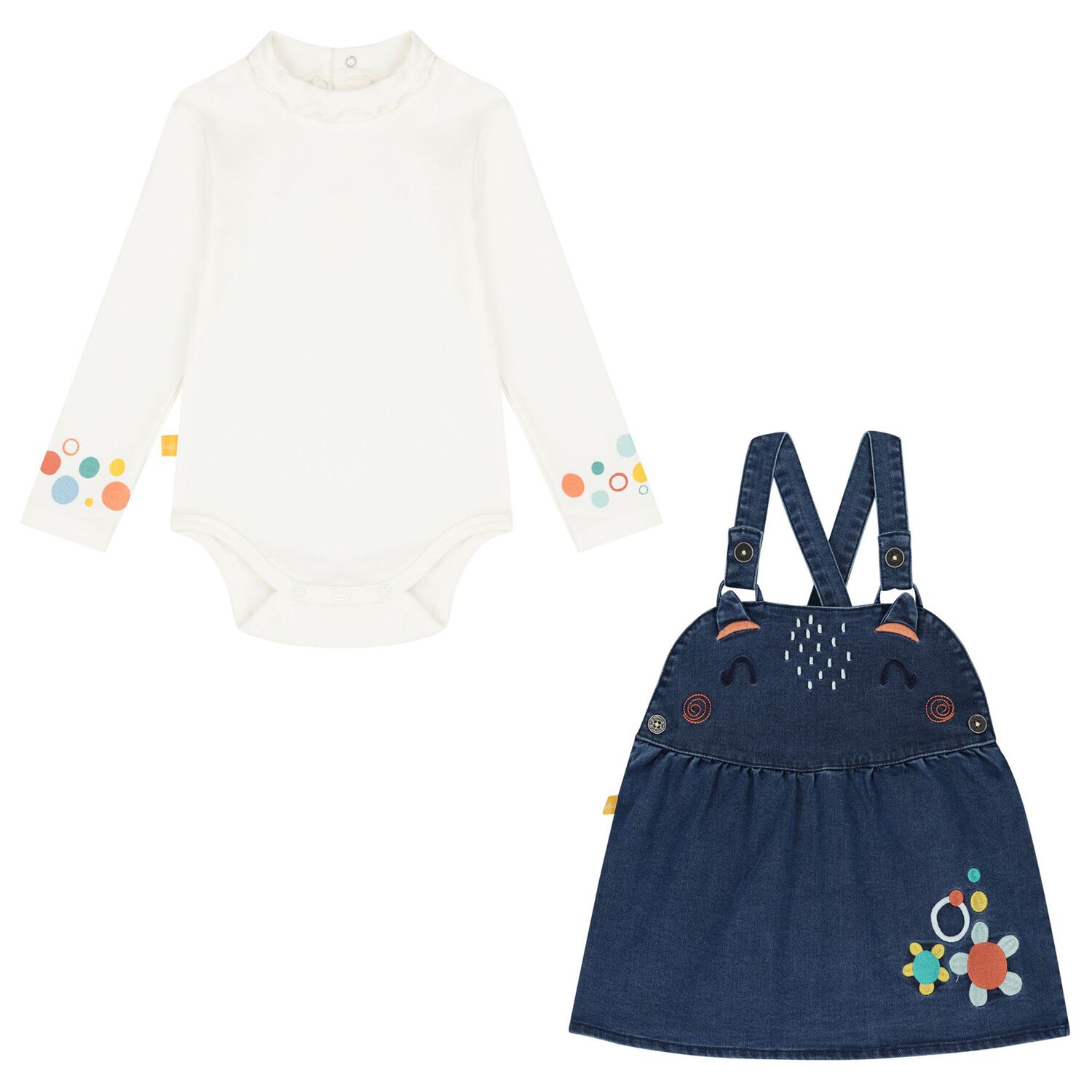 Baby Girls Ivory & Blue Denim Skirt Set, 1, hi-res image number null