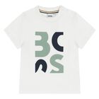 Younger Boys White Logo T-Shirt, 1, hi-res