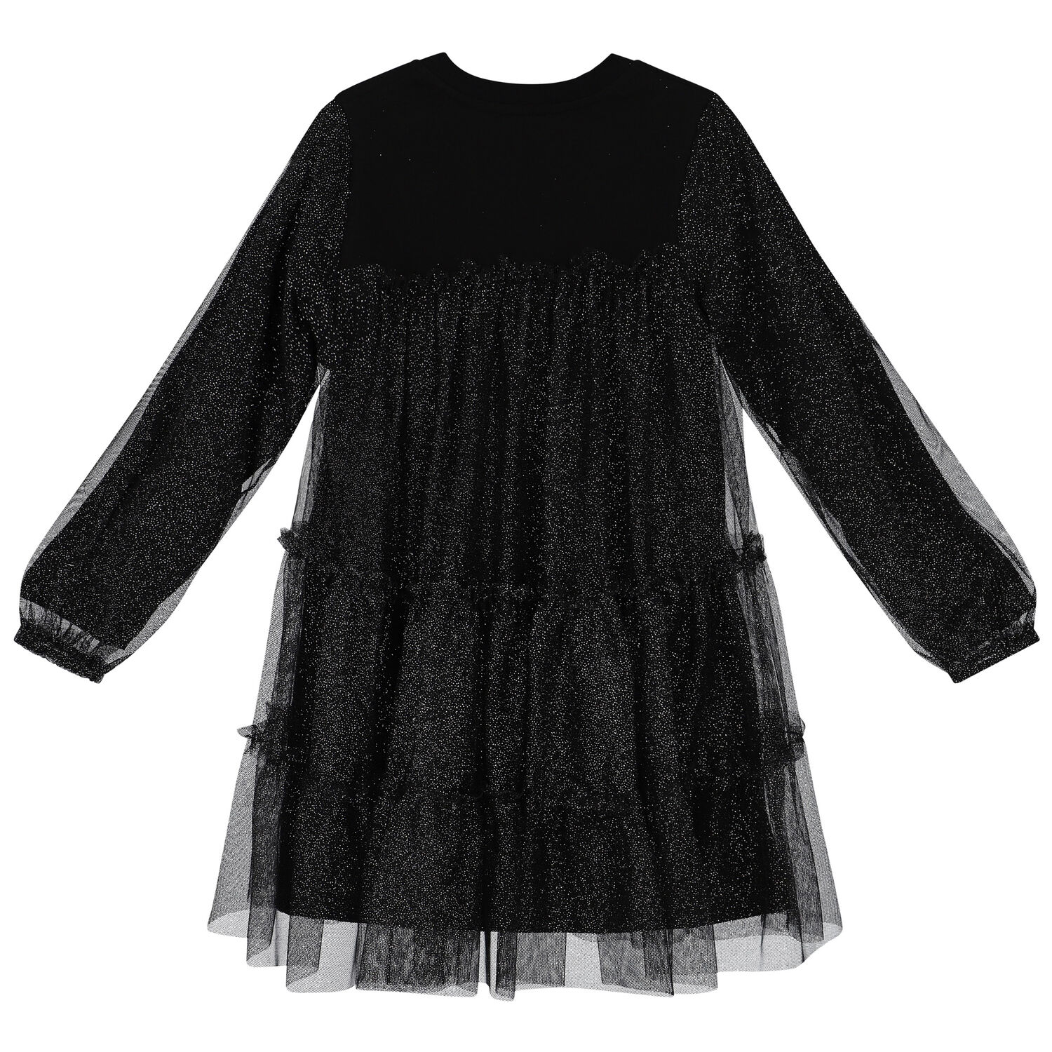 Girls Black Logo Tulle Dress, 1, hi-res image number null