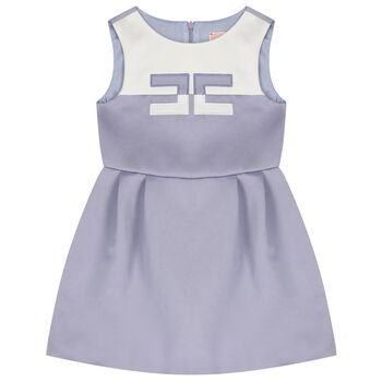 Girls White & Purple Logo Dress