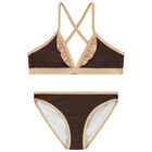 Girls Brown & Gold Logo Bikini, 1, hi-res