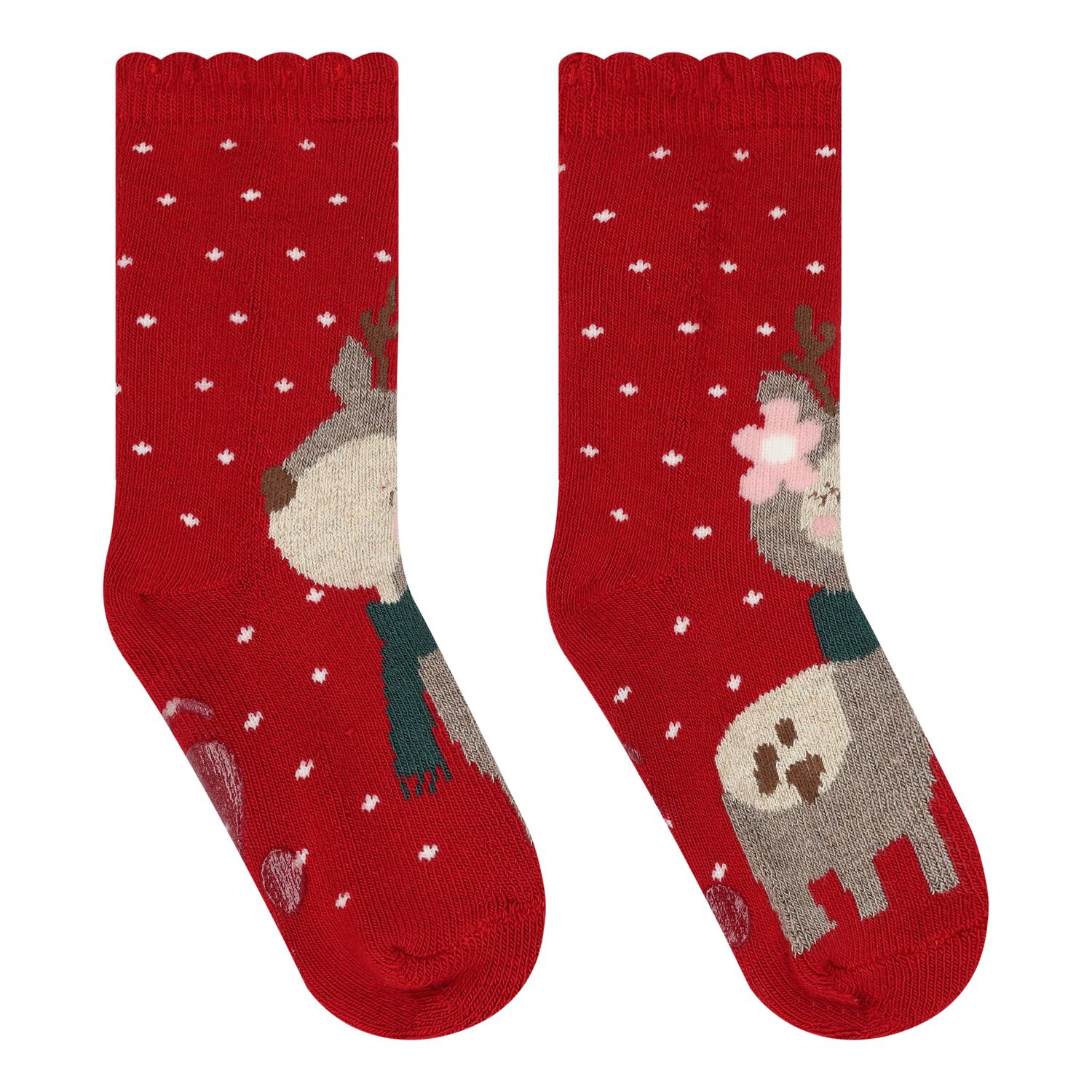Baby Girls Red Reindeer Socks, 2, hi-res image number null