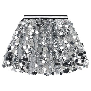Girls Silver Sequins Skirt