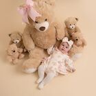 Baby Girls White Teddy Bear Romper, 1, hi-res