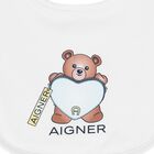White Teddy Bear Logo Baby Bib, 1, hi-res