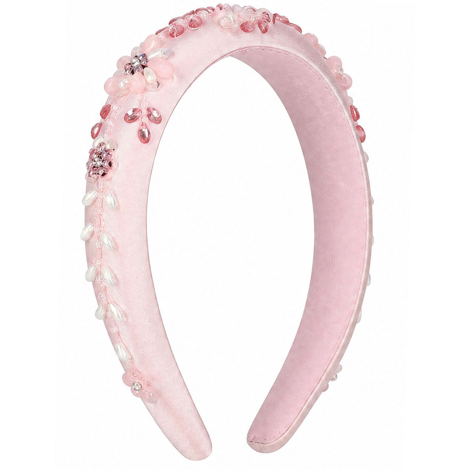 Girls Pink Flower Sequin Headband , 1, hi-res