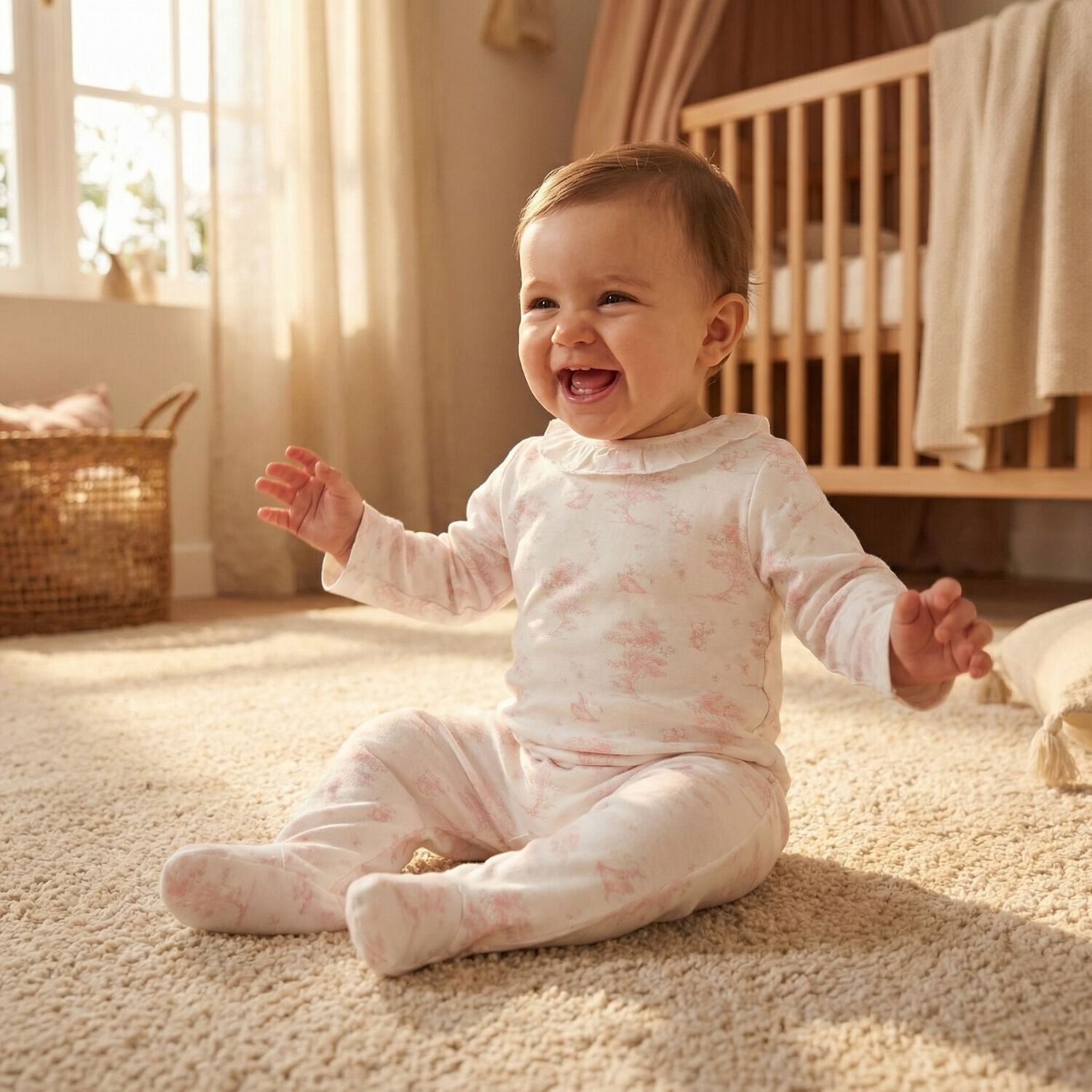 Baby Girls White & Pink Babygrow, 1, hi-res
