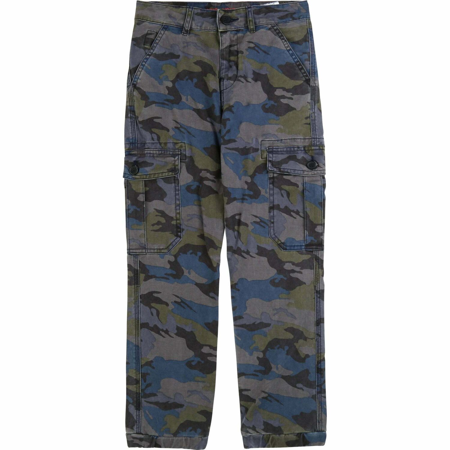 Boys Khaki & Blue Camouflage Trousers, 1, hi-res image number null