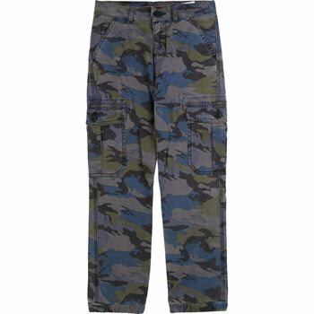 Boys Khaki & Blue Camouflage Trousers