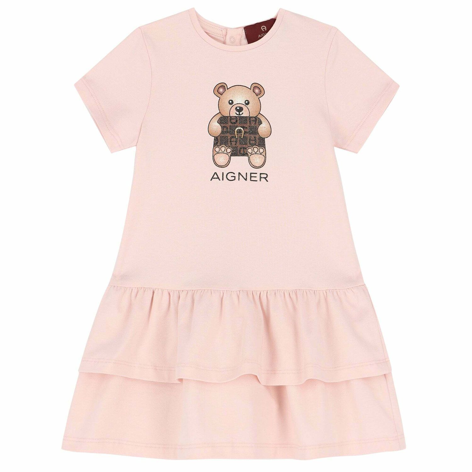 Younger Girls Pink Teddy Bear Dress, 1, hi-res image number null