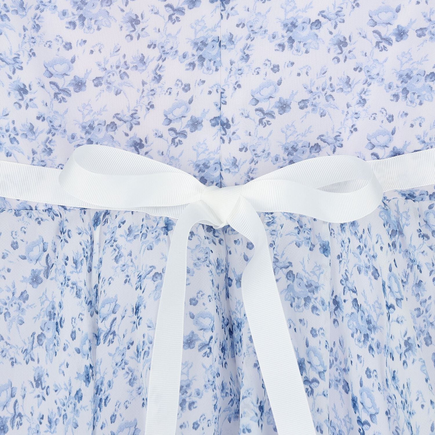 Girls Blue Floral Belted Dress, 2, hi-res