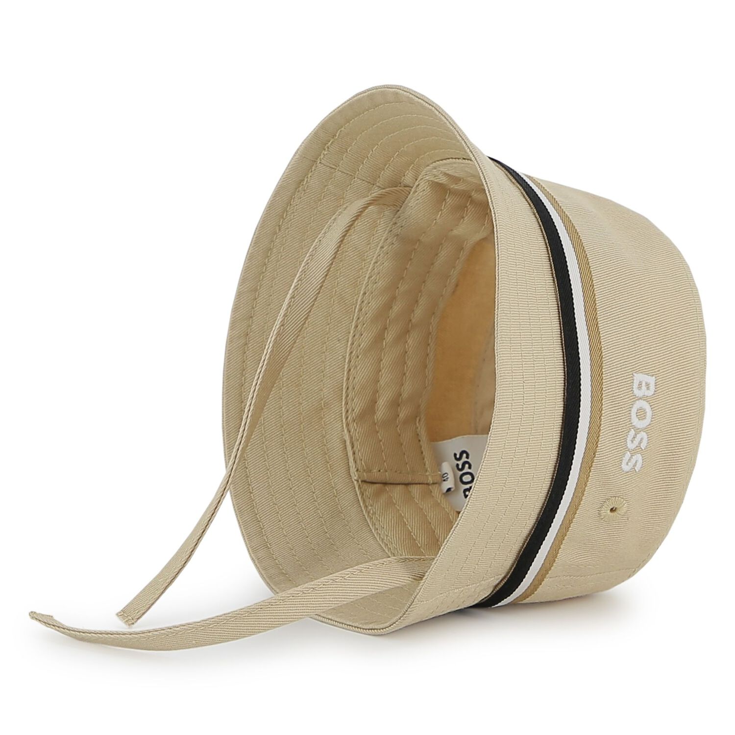Baby Boys Beige Logo Bucket Hat, 1, hi-res