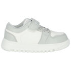 Boys White & Grey Logo Trainers, 1, hi-res