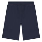 Younger Boys Navy Blue Logo Shorts, 1, hi-res