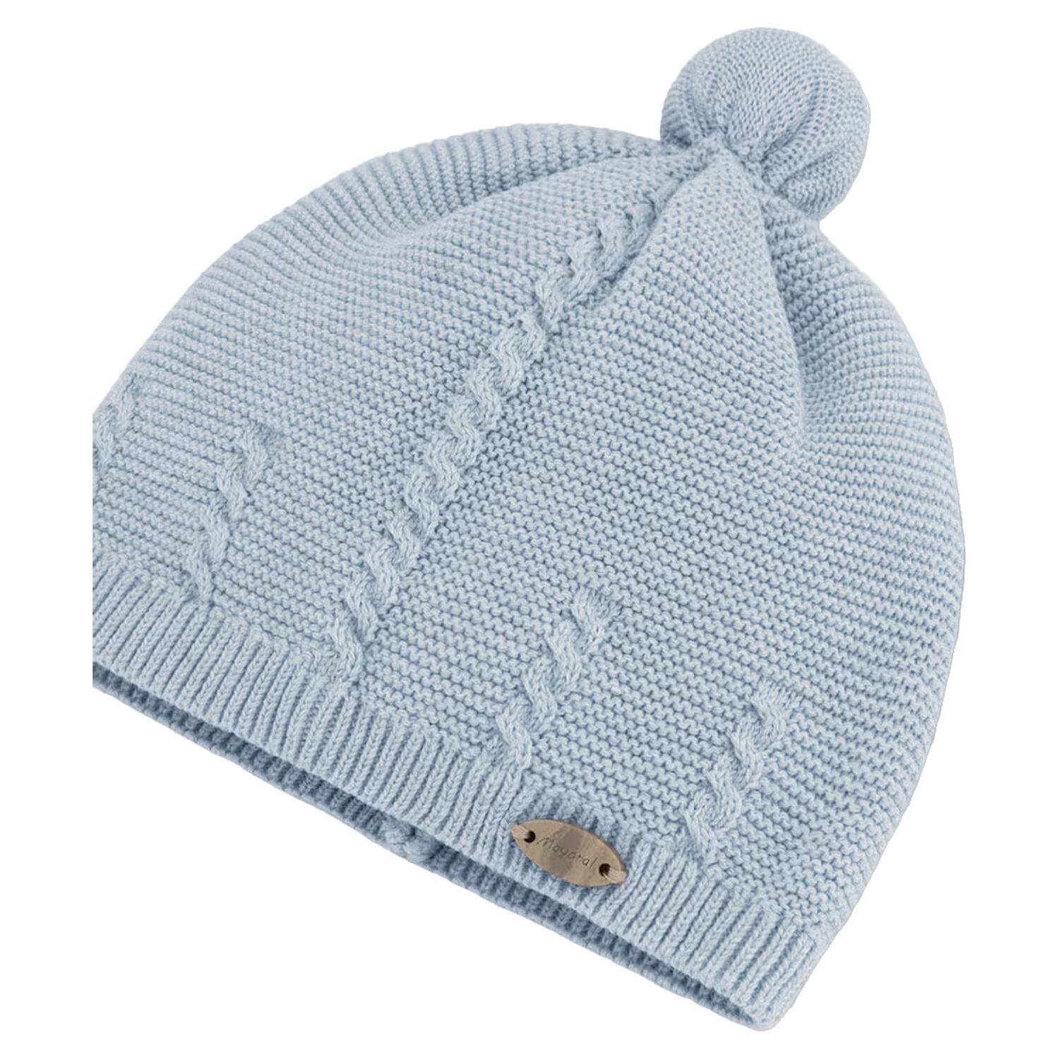 Baby Boys Blue Logo Knitted Hat, 2, hi-res