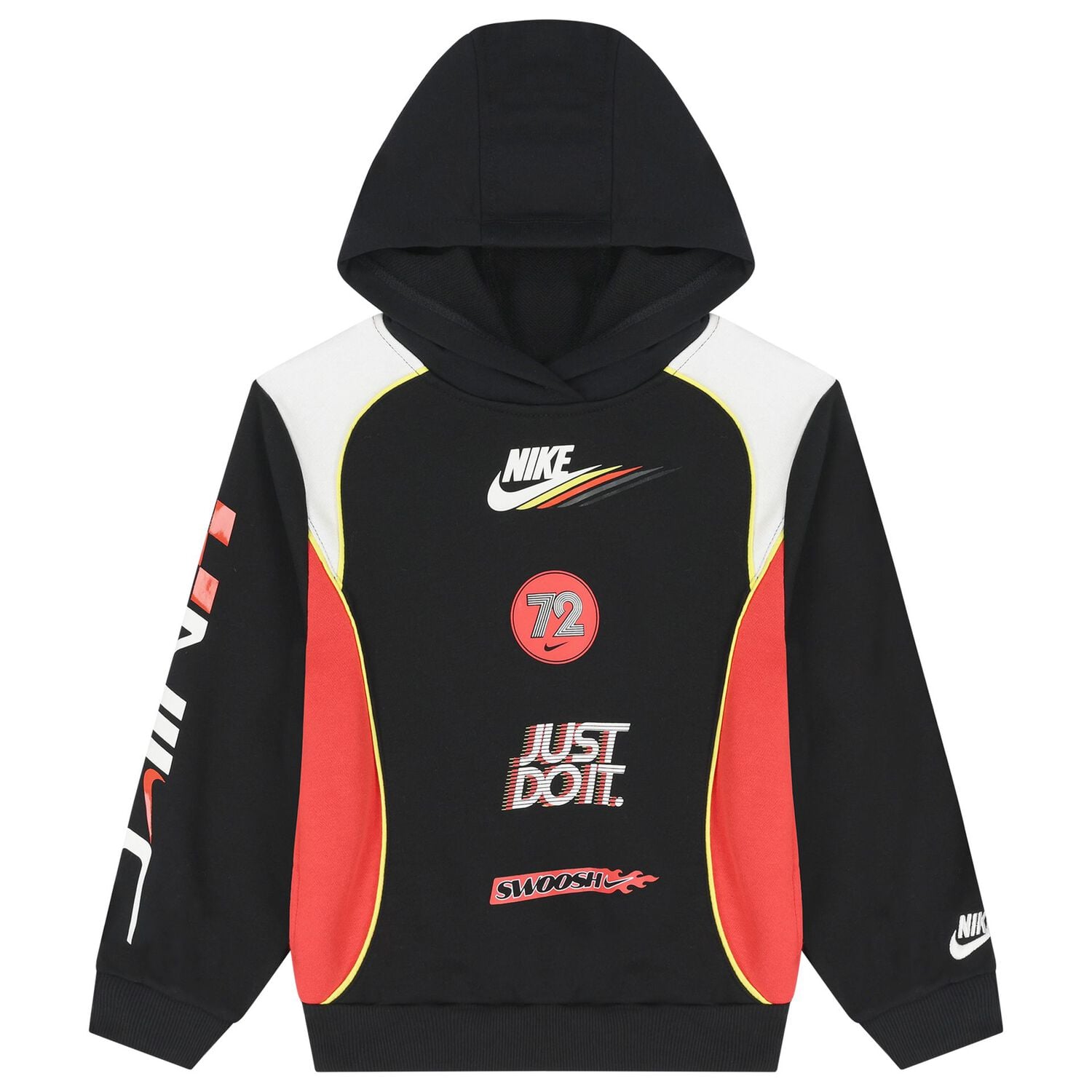 Boys Black & Red Logo Hooded Top, 1, hi-res
