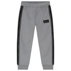 Boys Grey & Black Logo Joggers , 1, hi-res