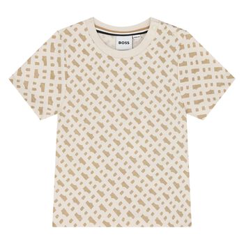 Younger Boys Beige Logo T-Shirt