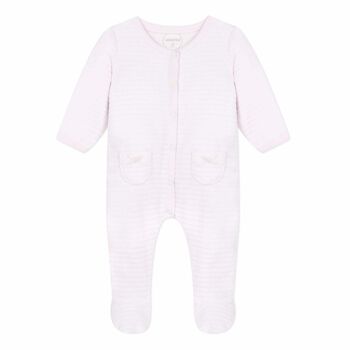 Baby Girls Pink Ribbed Babygrow