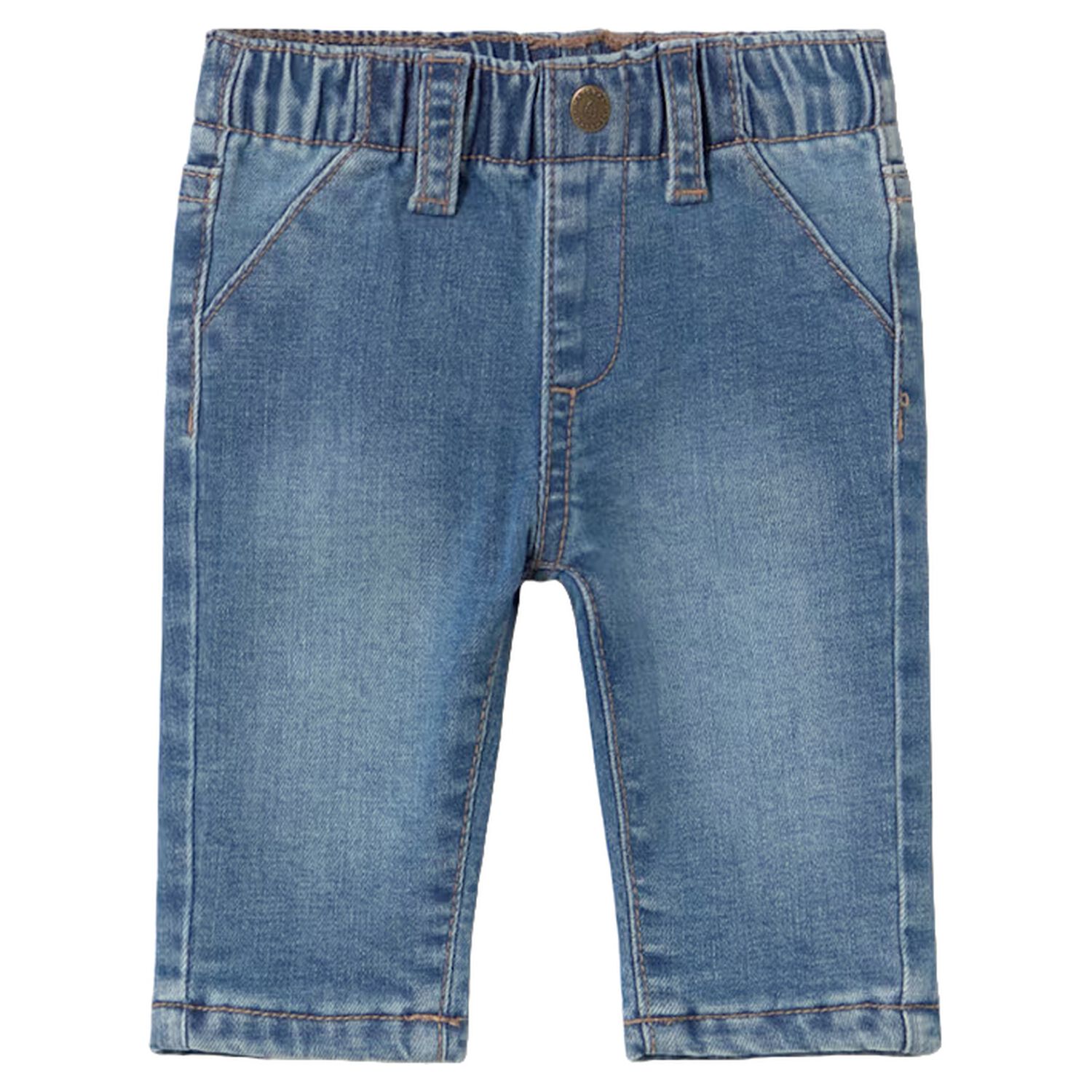Baby Boys Blue Denim Jeans, 1, hi-res