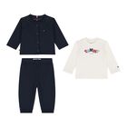 Baby Boys Navy Logo 3-Piece Tracksuit, 1, hi-res