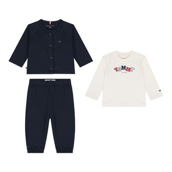 Baby Boys Navy Logo 3-Piece Tracksuit