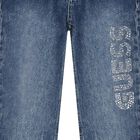 Girls Blue Embellished Logo Denim Jeans, 1, hi-res
