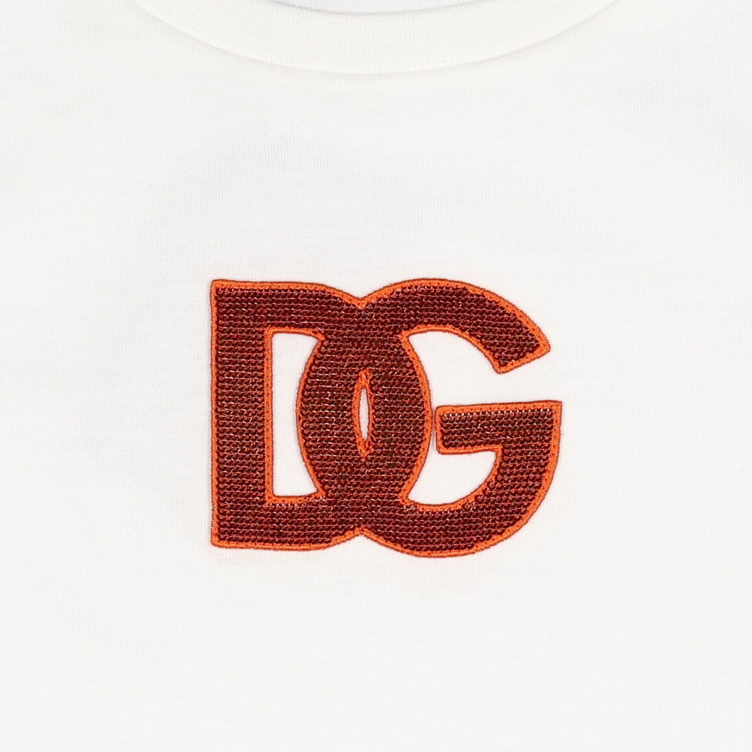 Girls White & Orange Sequin Logo T-Shirt, 1, hi-res