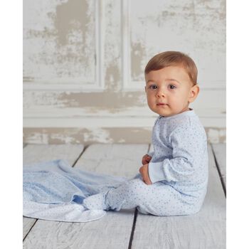 Baby Boys White & Blue Stars Babygrow