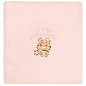 Baby Pink & White Leopard Logo Blanket