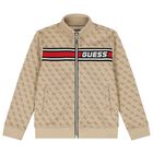 توب هودي بسحاب أولاد بالشعار باللون البيج, 1, hi-res