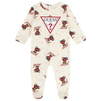 Ivory Teddy Bear Logo Babygrow