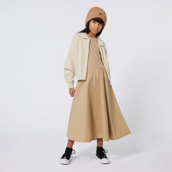 Girls Beige Logo Dress