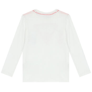 Boys White Logo Long Sleeve Top
