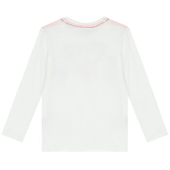 Boys White Logo Long Sleeve Top