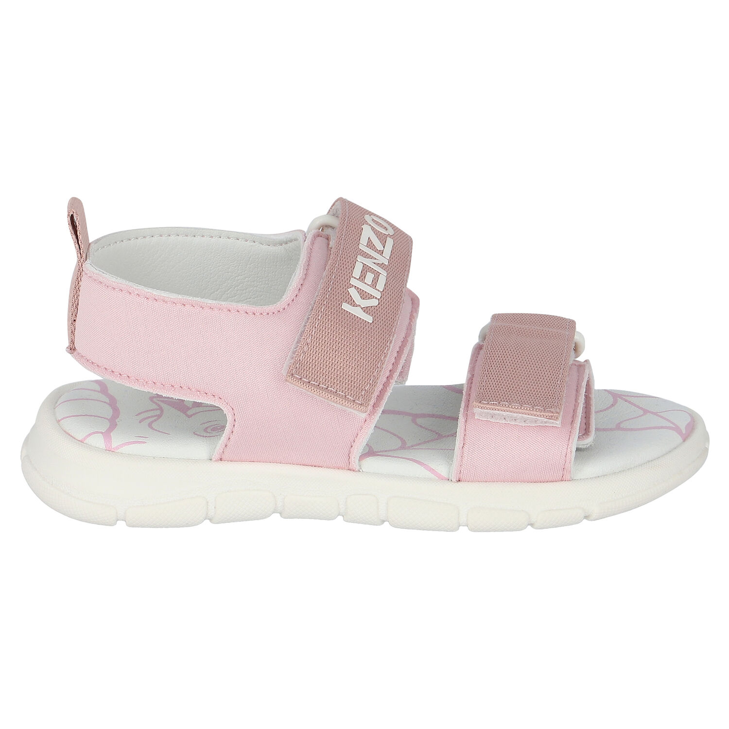 Girls Pink & White Logo Sandals, 1, hi-res
