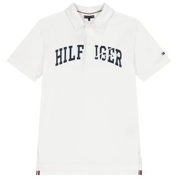 Boys White Logo Polo Shirt