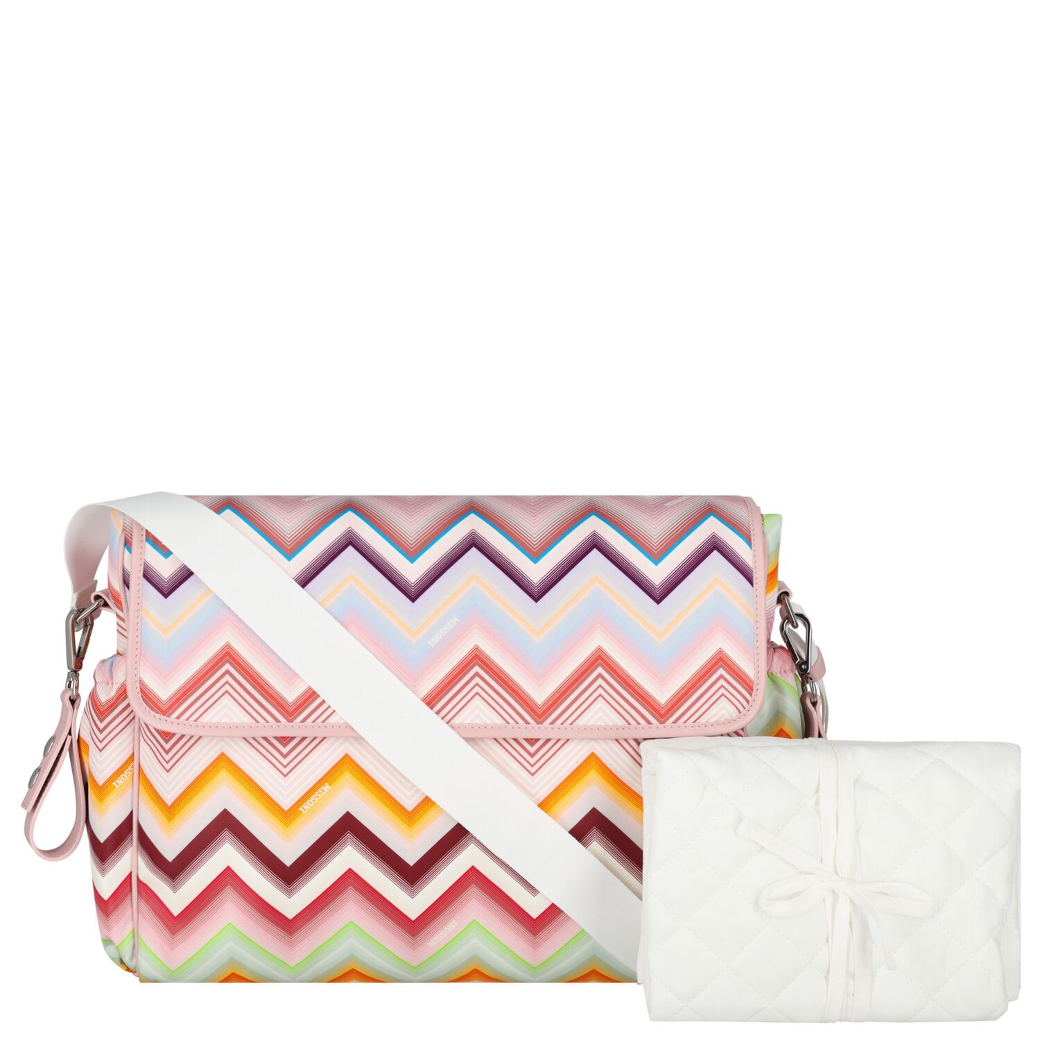 Baby Girls Pink Logo Zig Zag Changing Bag ( 34cm ), 1, hi-res