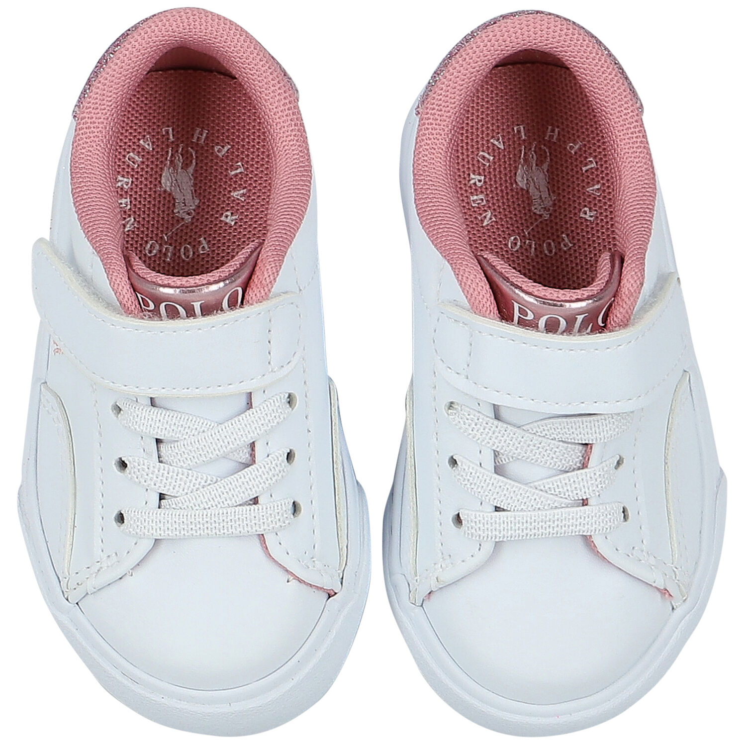 Girls White & Pink Logo Trainers, 1, hi-res image number null