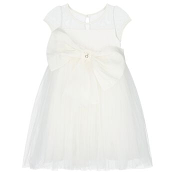 Girls Ivory Oversized Bow Tulle Dress