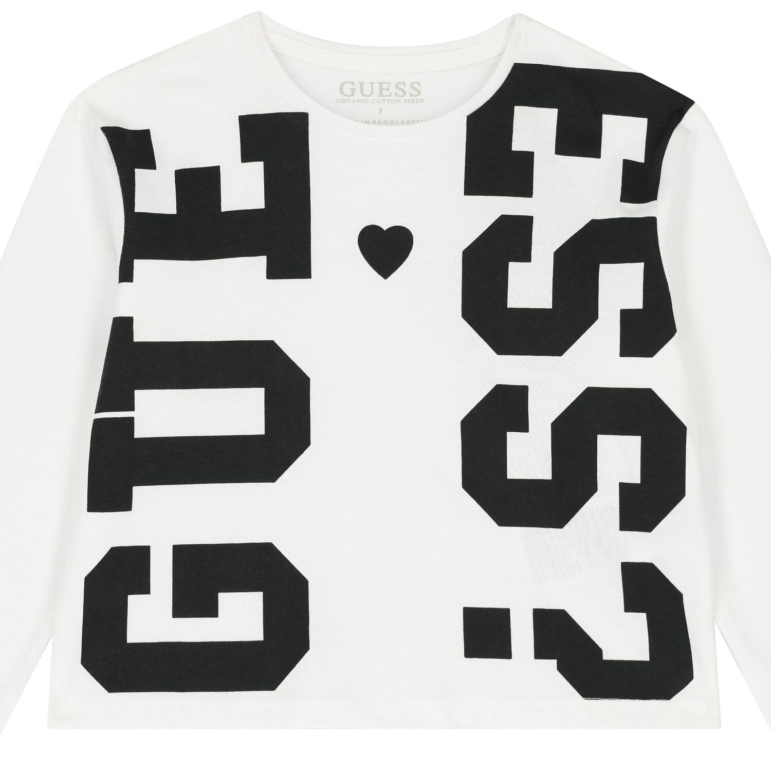 Girls White Logo Long Sleeve Top, 1, hi-res