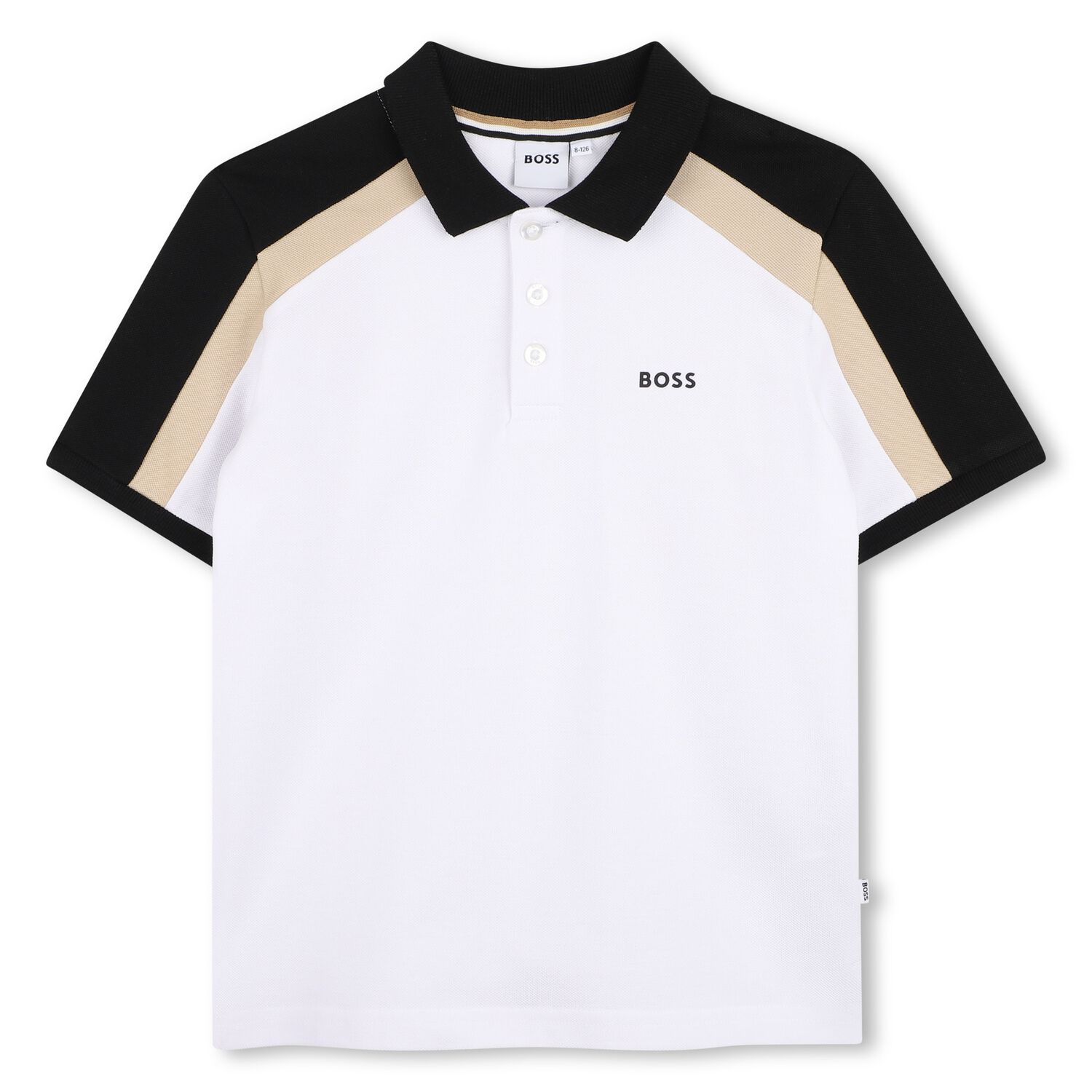 Boys White Logo Polo Shirt, 3, hi-res