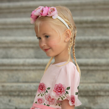 Girls Pink Flower Headband